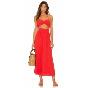 SNDYS Everyday Women's Maxi Dress‎ Orange MEDIUM Open Back 100% Cotton